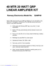 Ramsey Electronics QAMP40 Assembly And Instruction Manual