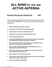 Ramsey Electronics AA7 Instruction Manual