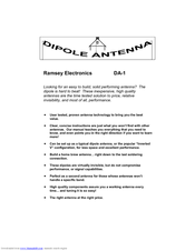 Ramsey Electronics Dipole Antenna DA-1 Assembly And Instruction Manual