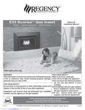 Regency Sunrise E33S Installation Manual