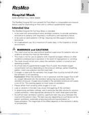 ResMed Non-Vented Full Face Mask Hospital Mask User Manual