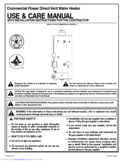 Rheem VentMaster GP100-250 Use And Care Manual
