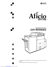 Ricoh Aficio 700 Copy Reference Manual