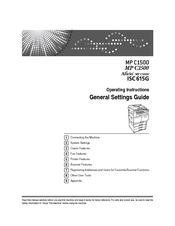 Ricoh Aficio ISC 615G General Settings Manual