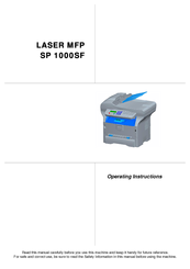 Ricoh 1000SF - Aficio SP B/W Laser Operating Instructions Manual