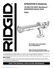 RIDGID R8804 Operator's Manual