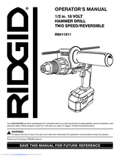 Ridgid R8411511 Operator's Manual