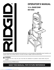 Ridgid BS14002 Operator's Manual