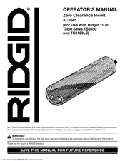RIDGID TS2400LS Operator's Manual