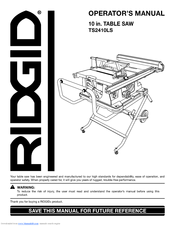 RIDGID TS2410LS Operator's Manual
