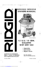 RIDGID WD1230 Owner's Manual