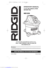 RIDGID WD1250 Operator's Manual