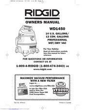 RIDGID WD1450 Owner's Manual