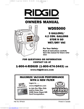 RIDGID WD55000 Owner's Manual