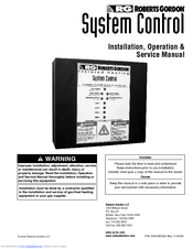 Roberts Gorden System Control HP 120 V 1 Installation & Operation Manual
