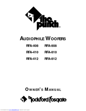 Rockford Fosgate RFA-808 The Punch Owner's Manual
