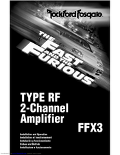 Rockford Fosgate FFX3 Installation And Operation Manual