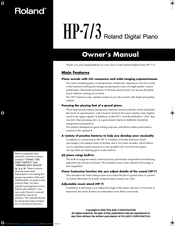 Roland HP-7/3 Owner's Manual