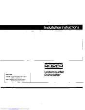 Roper Dishwasher Installation Instructions Manual