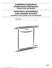 Roper Undercounter Dishwasher Installation Instructions Manual