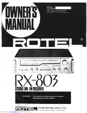 Rotel RX-803 Owner's Manual