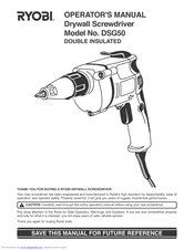 Ryobi DSG50 Operator's Manual