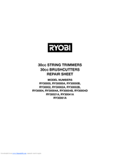 Ryobi RY28020 Repair Sheet