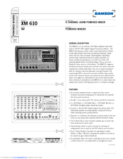 Samson Xm 610 Specification Sheet