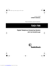 Radio Shack TAD-798 Owner's Manual