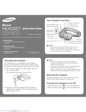 Samsung SBH600 - Headset - Binaural Quick Start Manual