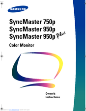 Samsung SyncMaster 750p, 950p, 950p plus Owner's Instructions Manual
