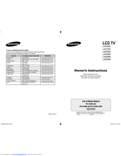 Samsung LA37R8 Owner's Instructions Manual