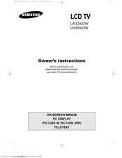 Samsung LW32A23W Owner's Instructions Manual