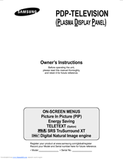 Samsung PS-63P76FD Owner's Instructions Manual