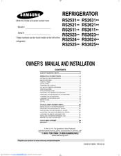 Samsung RS2623WW Owner's Manual And Installation