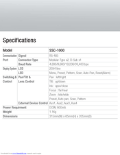 Samsung SSC-1000 Specifications