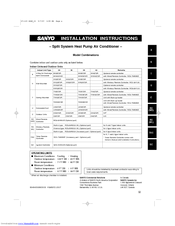 Sanyo THH2672R / CH2672R Installation Instructions Manual