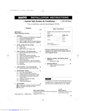 Sanyo Cool/Dry Installation Instructions Manual