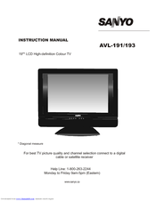 Sanyo AVL-193 Instruction Manual