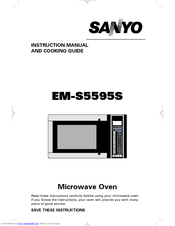 Sanyo EMS5595S - Microwave 0.9 Cubic Feet Instruction Manual & Cooking Manual