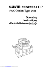 Savin 9925DP Facsimile Reference Manual