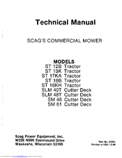 Scag Power Equipment ST 13K Tractor Technical Manual