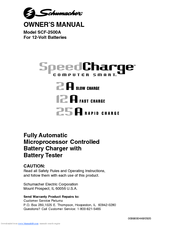 Schumacher SCF-2500A SpeedCharge Owner's Manual