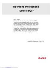 Asko TDC111V Operating Instructions Manual