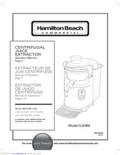 Hamilton Beach HJE960 Operation Manual