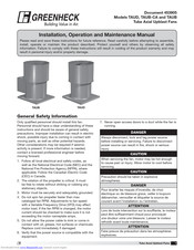 Greenheck TAUB Installation, Operation And Maintenance Manual