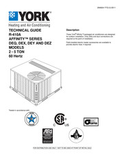 York AFFINITY DEZ036 Technical Manual
