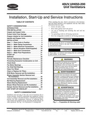 Carrier 40UH100 Installation, Start-Up And Service Instructions Manual