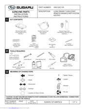 Subaru H001SXC100 Installation Instructions Manual
