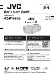 JVC GZ-RY980U Basic User's Manual